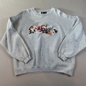 90s Warner Bros Studio Store Looney Tunes Cast Embroidered Sweatshirt XL 1996